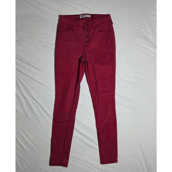 Old Navy Burgundy Super Skinny High Rise Jeans Size 4 - Picture 1 of 8